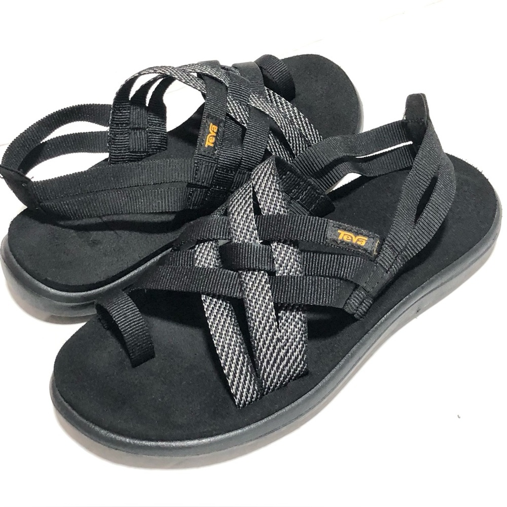Teva Black Sandal with Yellow Logo Accent